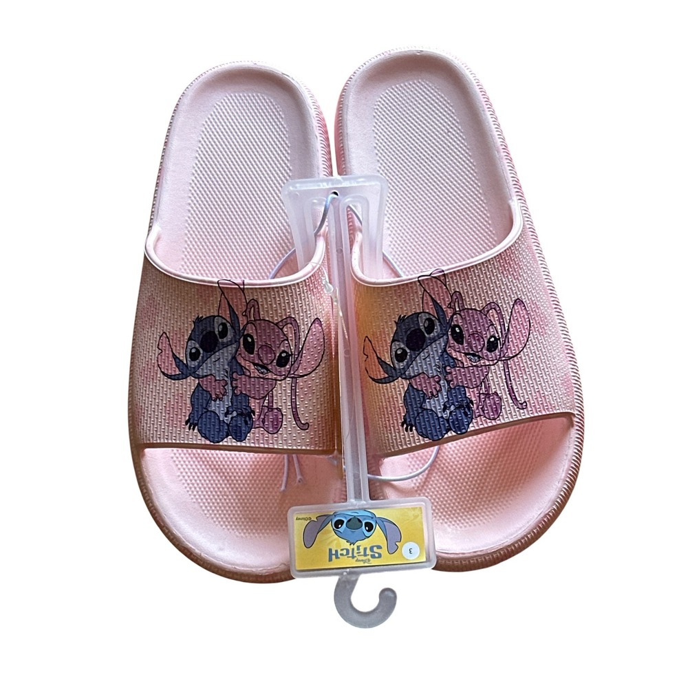 Disney Lilo and Stitch Kids Pink Slide Sandals Stitch and Angel Size 3 NEW